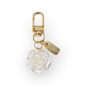 White Camellia Flower Keychain